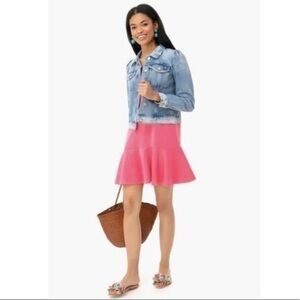 Tuckernuck Gina V-Neck Drop Waist Ruffle Sleeveless
Shift Dress Pink Coral XS